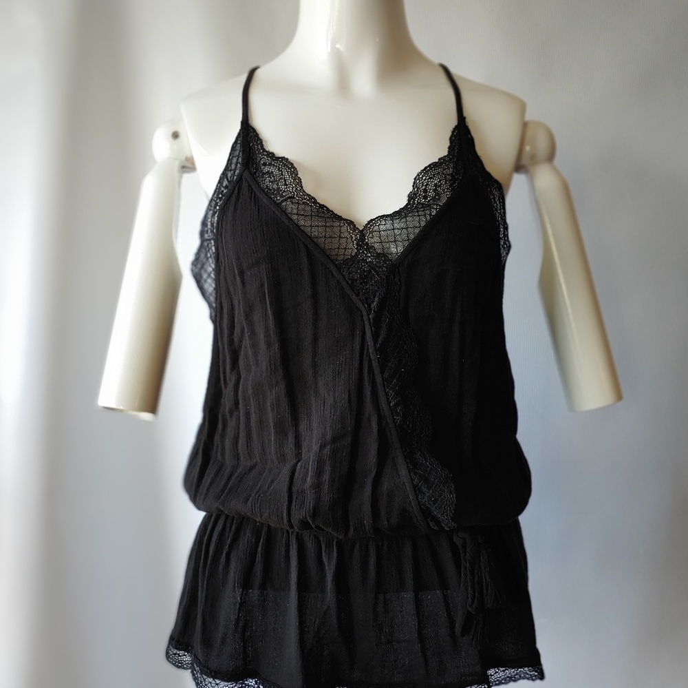 AEO Cinched Waist Racer Back Lace Tank Sz M